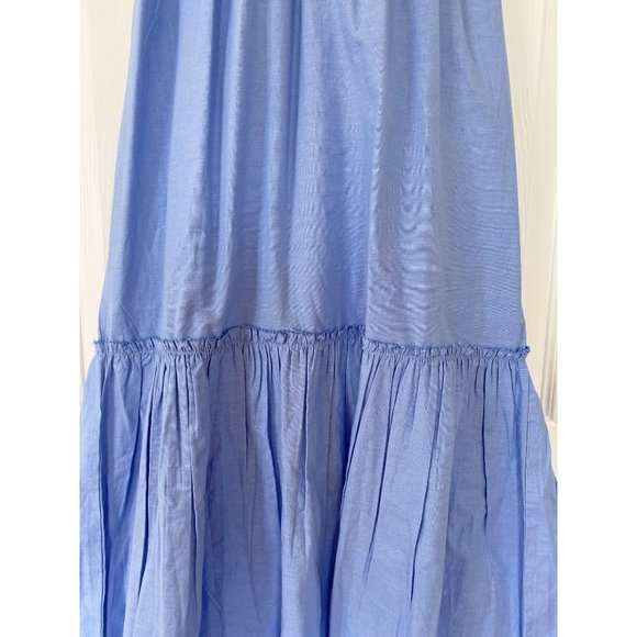 ❗️SOLD❗️SAYLOR BLUE KAT MIDI EMBROIDERED HALTER DRESS - Picture 6 of 9